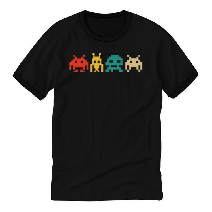 80s Video Game Nostalgia Retro Vintage Arcade Novelty Unisex Cotton Ringer T-Shirt