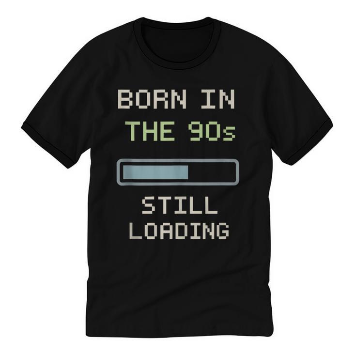 90s Baby Tired Millennial Burnout Nostalgia Parenting Unisex Cotton Ringer T-Shirt