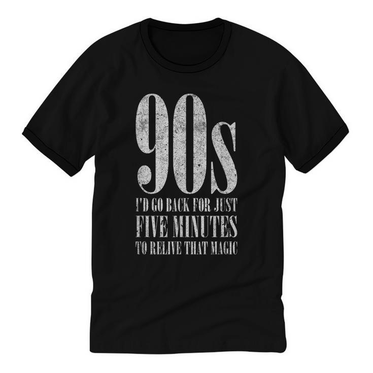 The 90s I'd Go Back For Five Minutes Nostalgia Quote Unisex Cotton Ringer T-Shirt