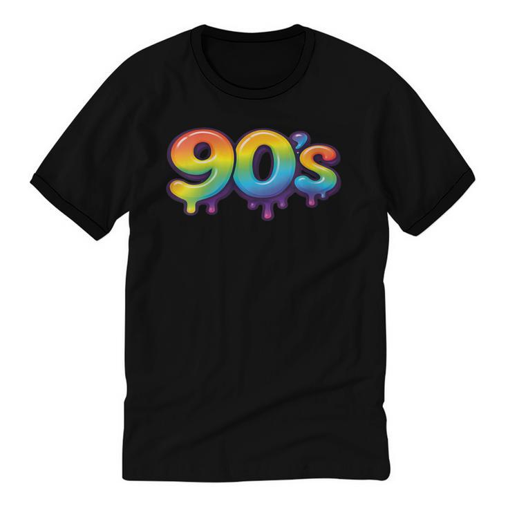 90s Retro Pop Art Rainbow Lips Nostalgia Costume 90s Unisex Cotton Ringer T-Shirt