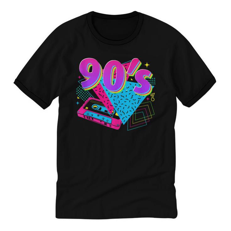 90's Vibe Retro Style Cassette Tape Nostalgia 1990s Party Unisex Cotton Ringer T-Shirt