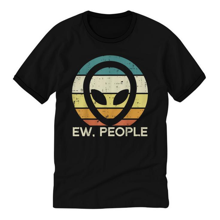 Alien Face Ew People Ufo Introvert Men Women Kids Teen Unisex Cotton Ringer T-Shirt