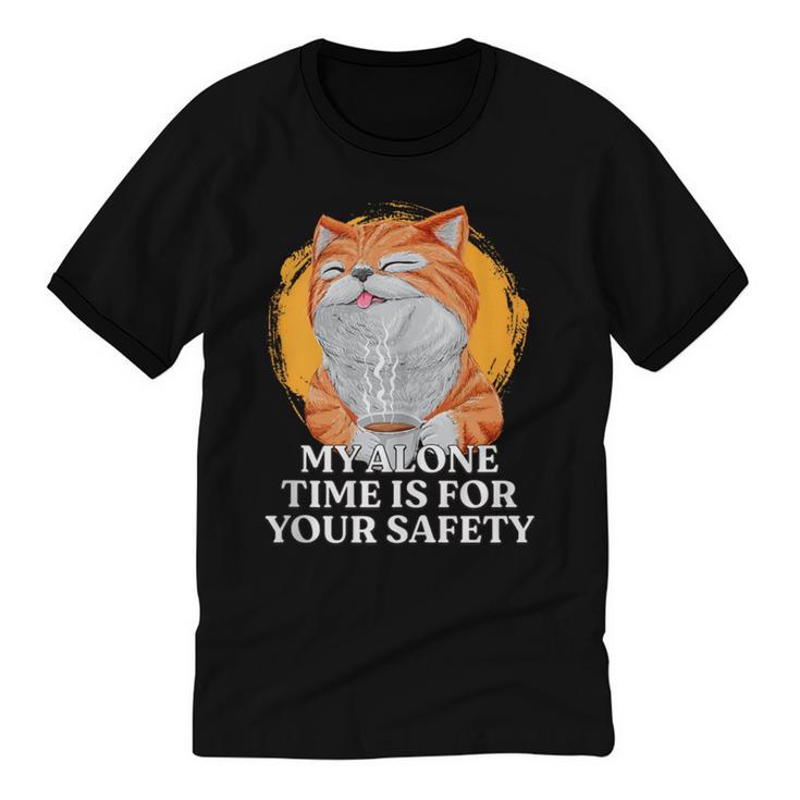 My Alone Time Is For Your Safety Coffee Lover Introvert Unisex Cotton Ringer T-Shirt