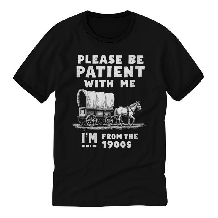 Amusing Wagon Pace Please Be Patient I'm From The 1900s Unisex Cotton Ringer T-Shirt