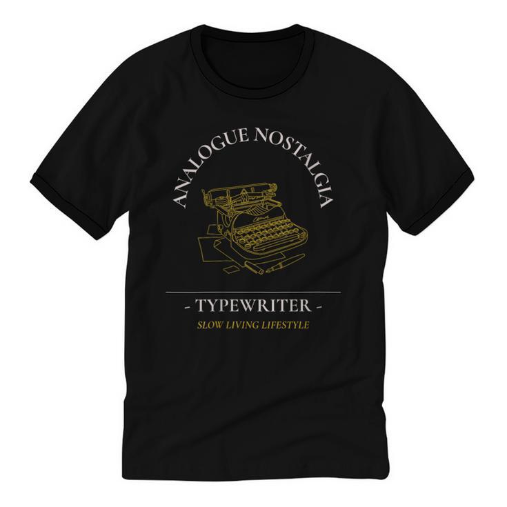 Analogue Nostalgia Typewriter Graphic Unisex Cotton Ringer T-Shirt