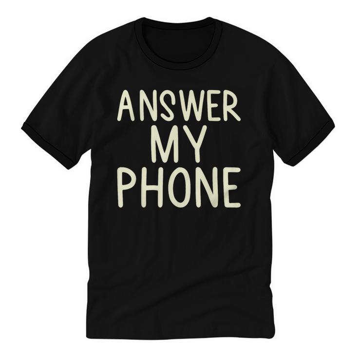 Answer My Phone I Introvert Unisex Cotton Ringer T-Shirt