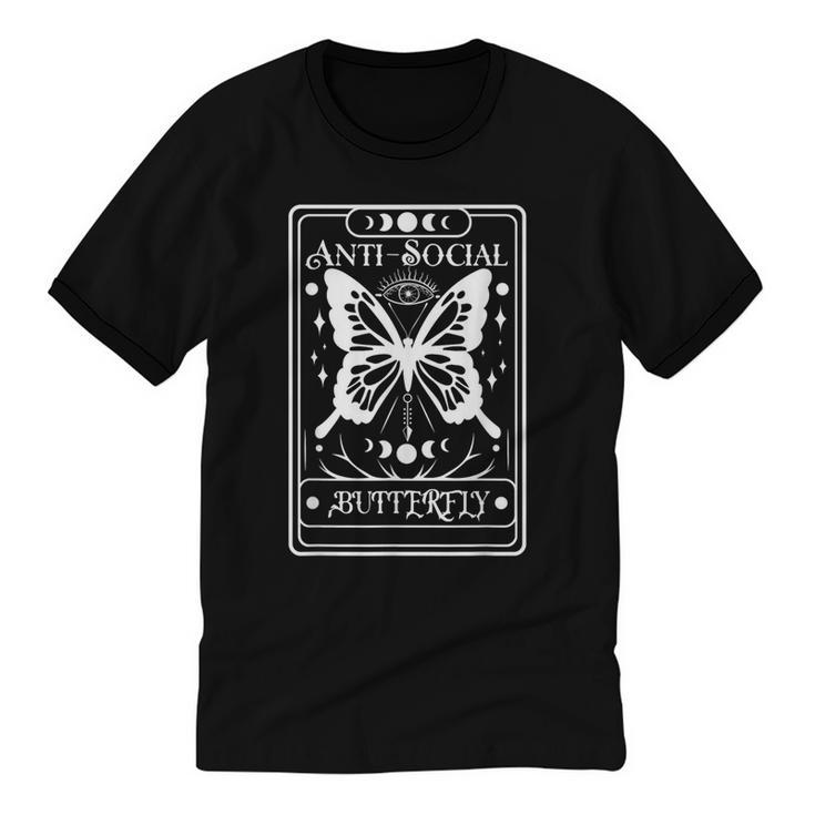 Anti-Social Butterfly Introvert Dislike People Unisex Cotton Ringer T-Shirt