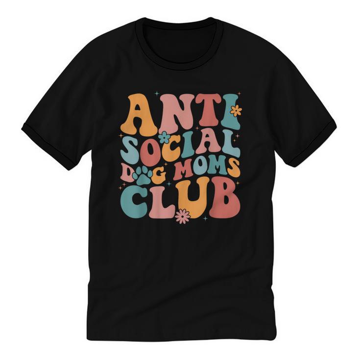 Anti Social Dog Moms Club Introvert Dog Mom Retro Men Women Unisex Cotton Ringer T-Shirt