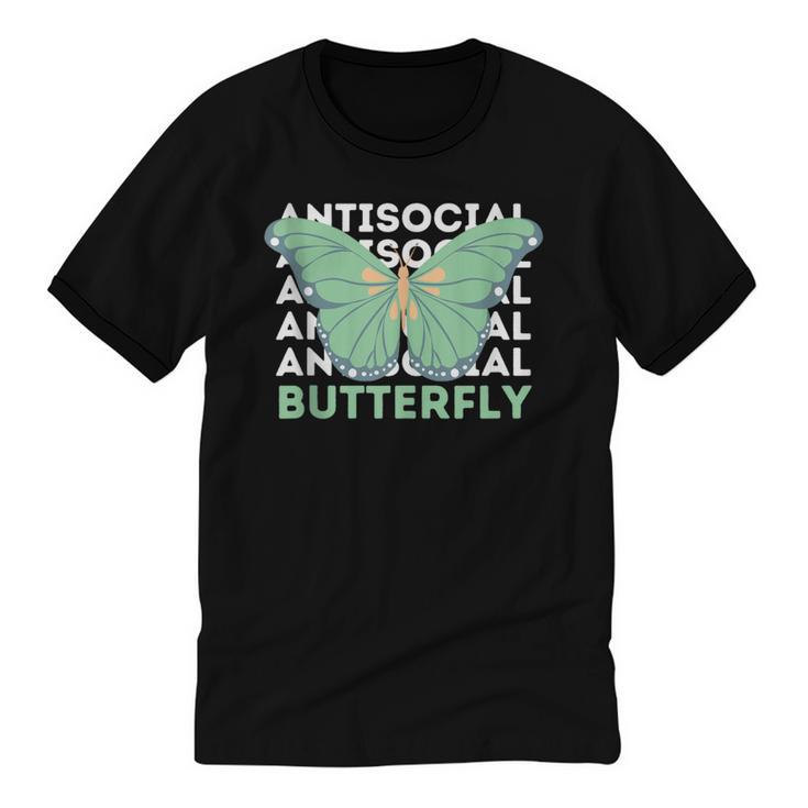 Anti-Social Introvert Butterfly Unisex Cotton Ringer T-Shirt