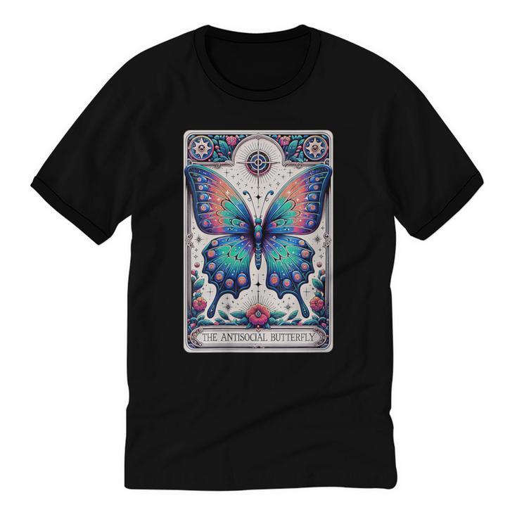 Antisocial Butterfly Introvert Distressed Unisex Cotton Ringer T-Shirt