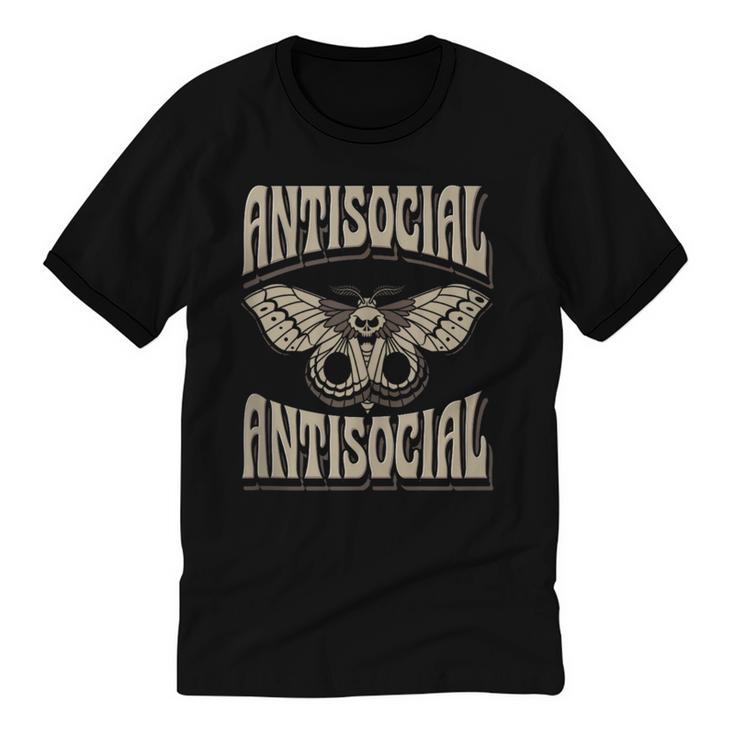 Antisocial Butterfly Quote Socially Selective Introvert Unisex Cotton Ringer T-Shirt
