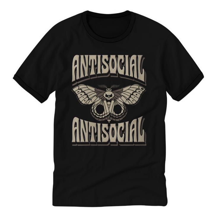 Antisocial Butterfly Quote Socially Selective Introvert Unisex Cotton Ringer T-Shirt