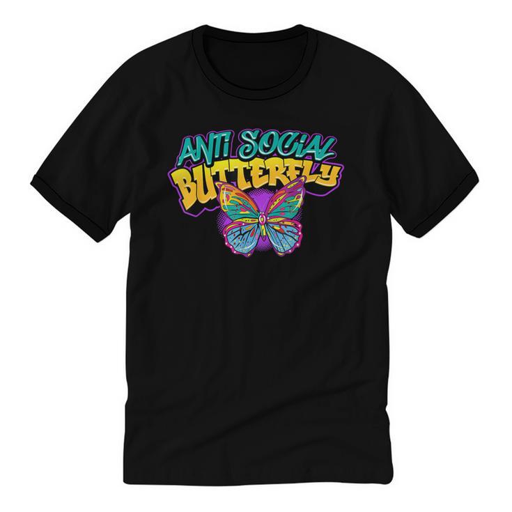 Antisocial Butterfly Shirts For Introvert Unisex Cotton Ringer T-Shirt