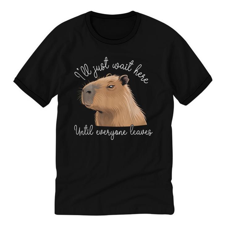 Antisocial Introvert Capybara Sarcastic Humor Unisex Cotton Ringer T-Shirt