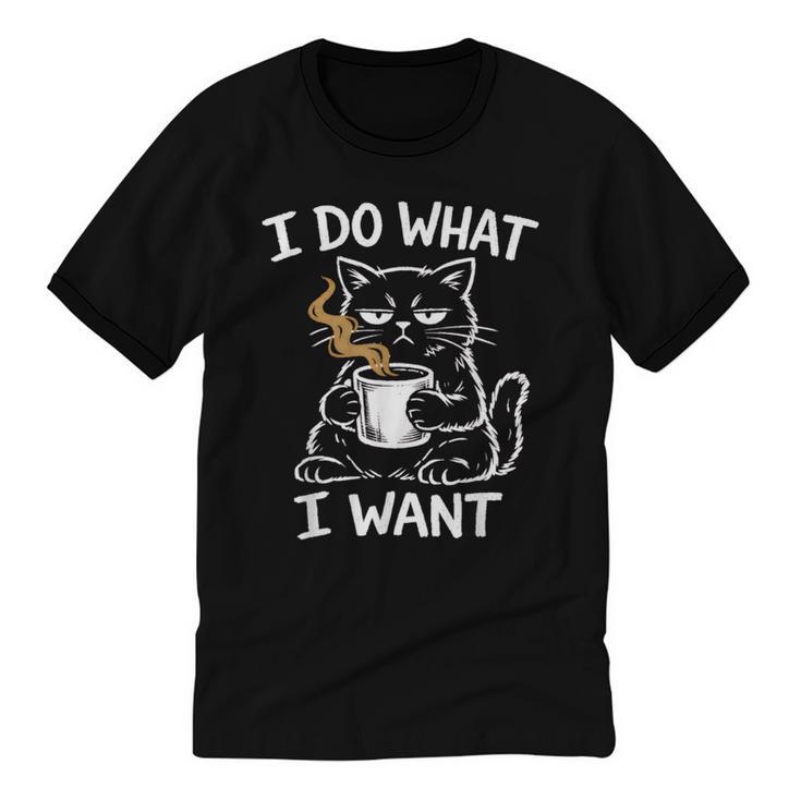 Antisocial Introvert Cat Coffee Sarcastic Attitudes Graphic Unisex Cotton Ringer T-Shirt