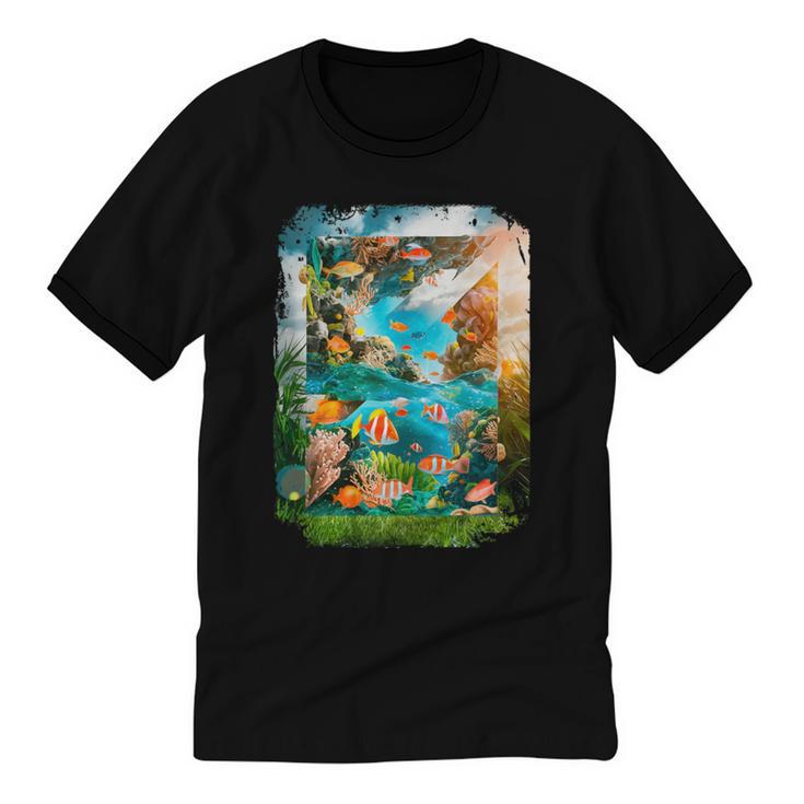Aqua In The Skies Frutiger Aero Unisex Cotton Ringer T-Shirt