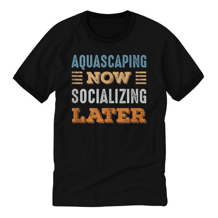 Aquascaping Now Minimal Socializing Introvert Vintage Unisex Cotton Ringer T-Shirt