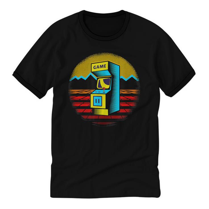 Arcade Game Machine Nostalgia Retro Gamer 80s 90s Unisex Cotton Ringer T-Shirt