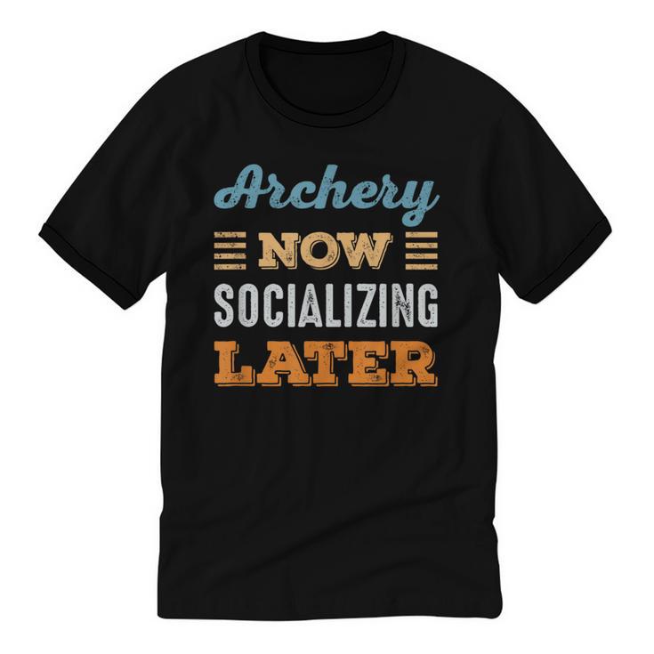 Archery Now Minimal Socializing Introvert Vintage Unisex Cotton Ringer T-Shirt