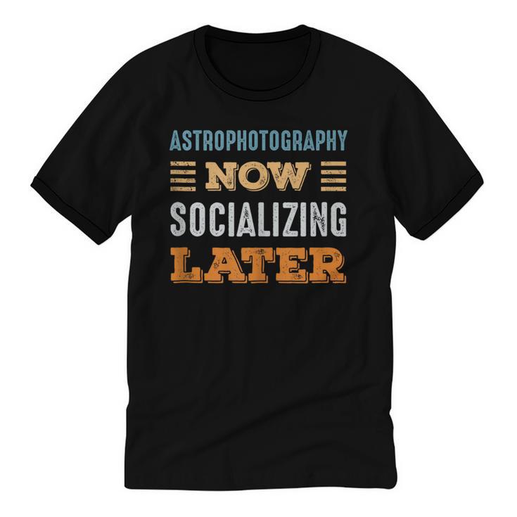 Astrophotography Now Minimal Socializing Introvert Vintage Unisex Cotton Ringer T-Shirt