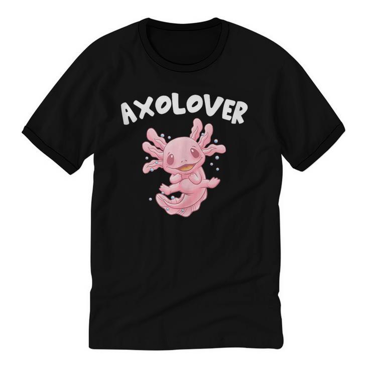 Axolovert Axolotl Humor Salamander Introvert Unisex Cotton Ringer T-Shirt