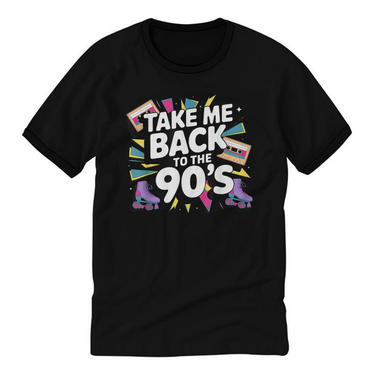 Take Me Back To The 90s Retro Nostalgia Unisex Cotton Ringer T-Shirt