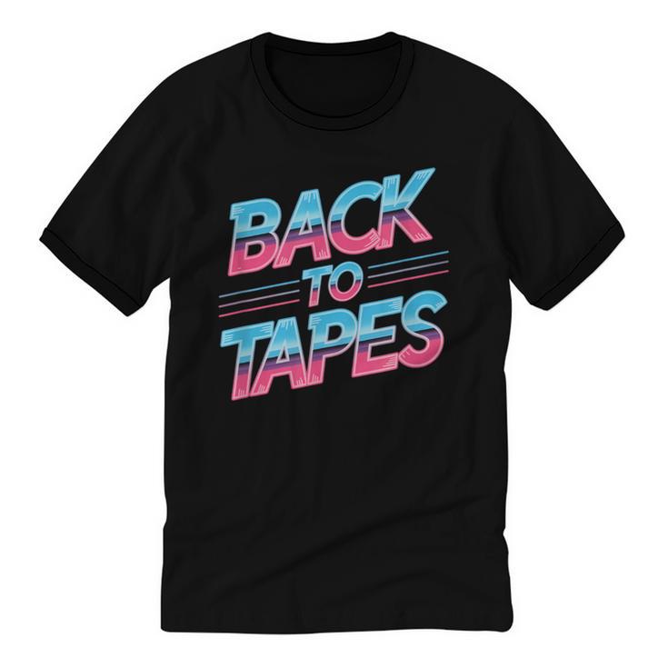 Back To Tapes Retro Cassette Mixtape 80s Nostalgia Unisex Cotton Ringer T-Shirt