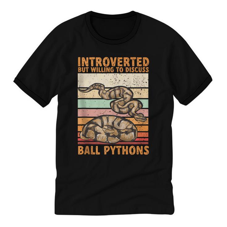 Ball Python Snake Introvert Ball Python Unisex Cotton Ringer T-Shirt