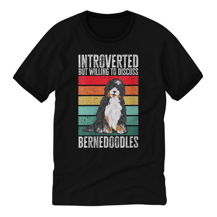 Bernedoodle Dog Introvert Bernedoodle Unisex Cotton Ringer T-Shirt