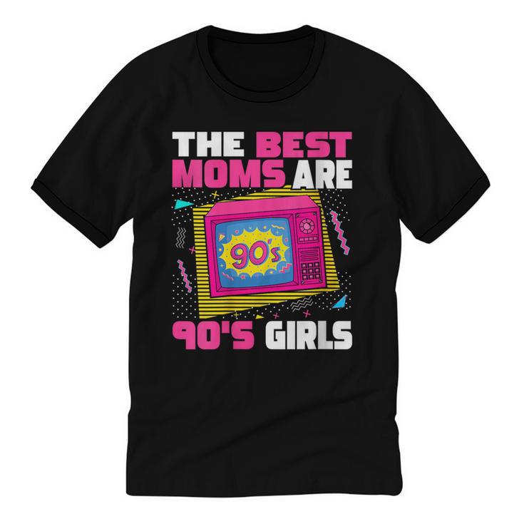 The Best Moms Are 90s Girls 90s Aesthetic Mom Nostalgia Unisex Cotton Ringer T-Shirt