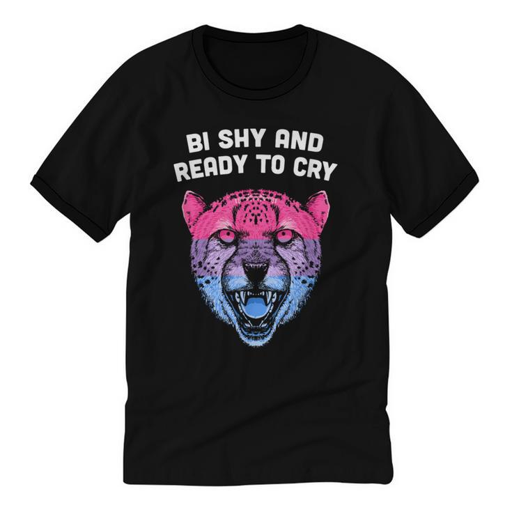 Bi Shy And Ready To Cry Bisexual Introvert Bi Pride Unisex Cotton Ringer T-Shirt