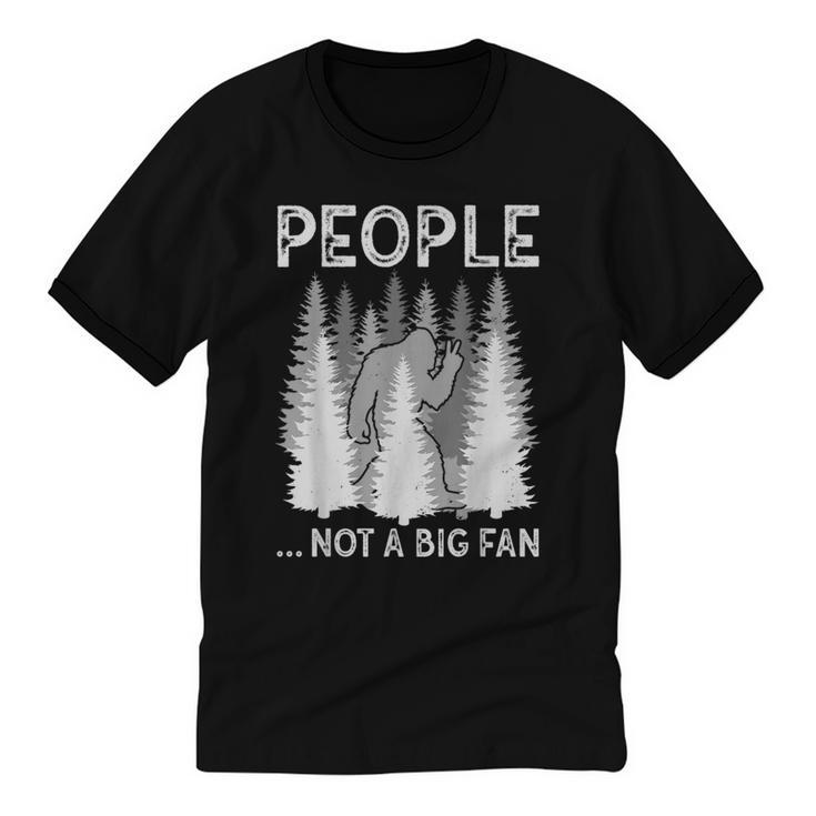 Bigfoot People Not a Big Fan Sasquatch Introvert Unisex Cotton Ringer T-Shirt