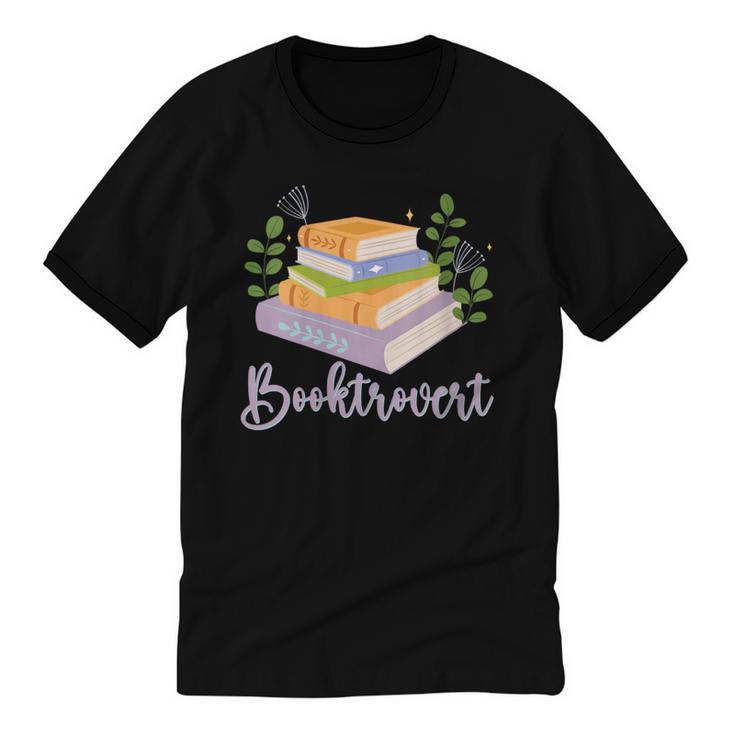 Booktrovert Bookworm Introvert Bibliophile Booktrovert Unisex Cotton Ringer T-Shirt