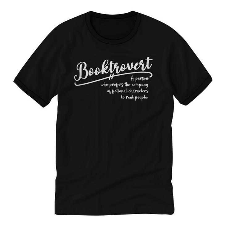 Booktrovert Definition Introvert Book Lover Reader Reading Unisex Cotton Ringer T-Shirt