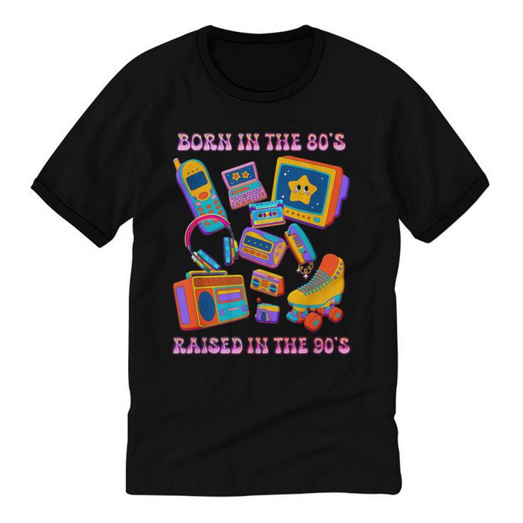 Born In The 80s Raised In The 90s Nostalgia Retro Memories Unisex Cotton Ringer T-Shirt