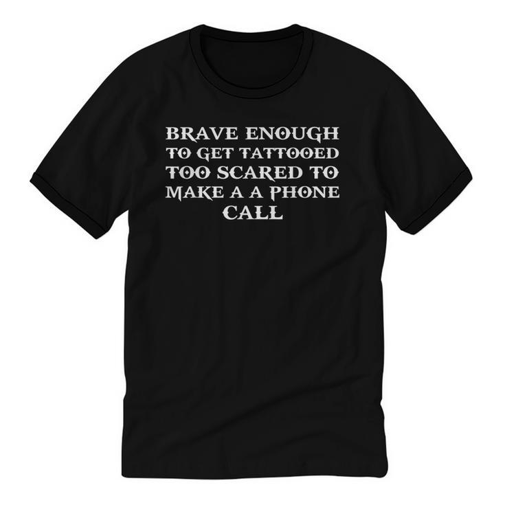 Brave Enough To Get Tattooed Introverts Unisex Cotton Ringer T-Shirt