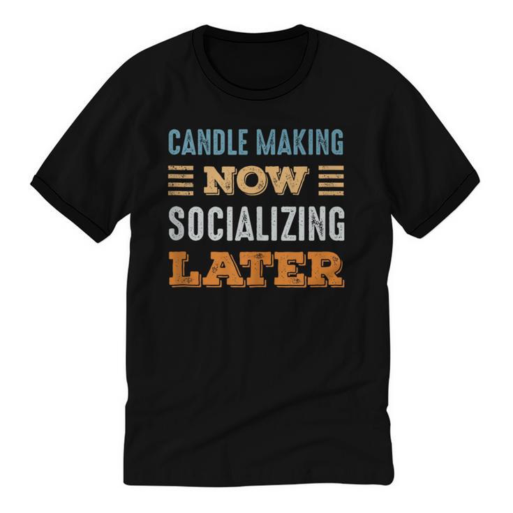 Candle Making Now Minimal Socializing Introvert Vintage Unisex Cotton Ringer T-Shirt