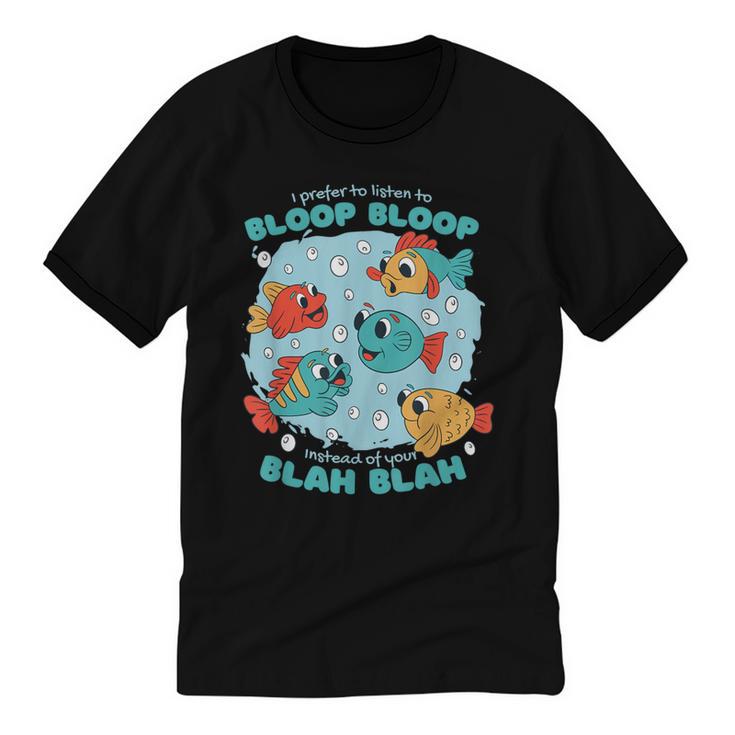 Cartoon Sarcasm Anti-Social Nihilism Introvert Fish Unisex Cotton Ringer T-Shirt