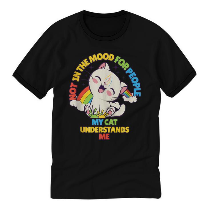 Cat Mom Loves Cats Dad Not In The Mood For People Introvert Unisex Cotton Ringer T-Shirt