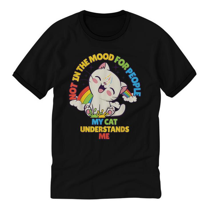 Cat Mom Loves Cats Dad Not In The Mood For People Introvert Unisex Cotton Ringer T-Shirt