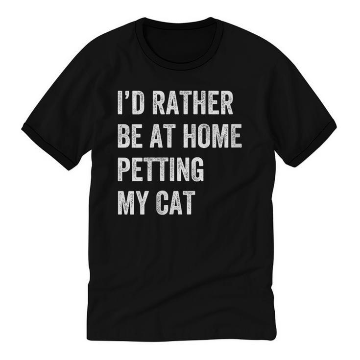Cat Owner Introvert Stay Home Rather Pet Cat Unisex Cotton Ringer T-Shirt