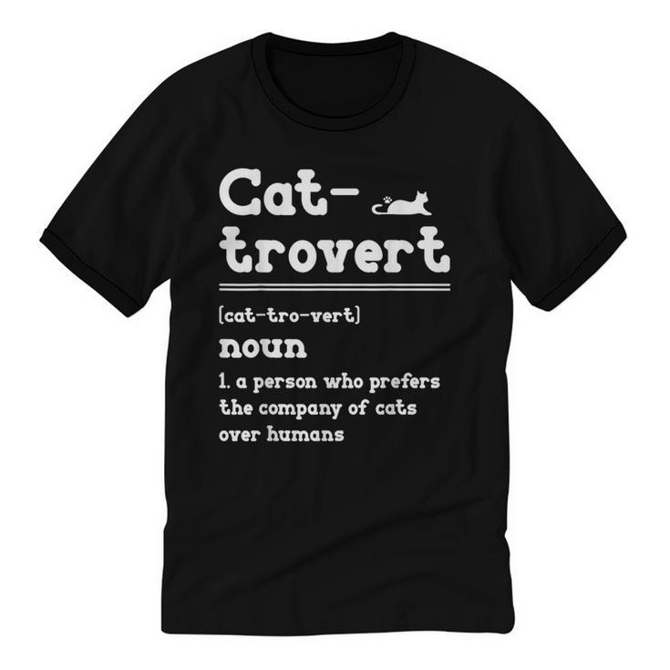 Cat-Trovert Definition Cat Introvert Pet Lover Unisex Cotton Ringer T-Shirt