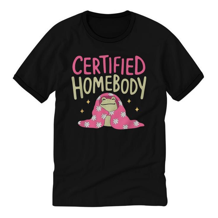 Certified Homebody Trendy Frog Introvert Unisex Cotton Ringer T-Shirt
