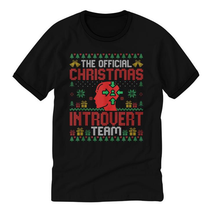 Christmas Introvert Team Introvert Introverted Xmas Unisex Cotton Ringer T-Shirt