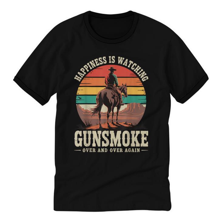 Classic Western Nostalgia Cowboy Sunset Unisex Cotton Ringer T-Shirt