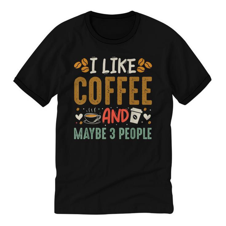 Coffee & Introvert Humor Tee Quote Cute Font Unisex Cotton Ringer T-Shirt