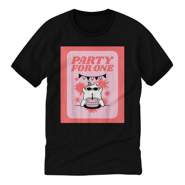 Cool Fun Cute Party Introvert Cat Character Unisex Cotton Ringer T-Shirt