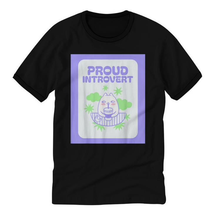 Cool Fun Cute Proud Introvert Cat Character For Men Women Unisex Cotton Ringer T-Shirt