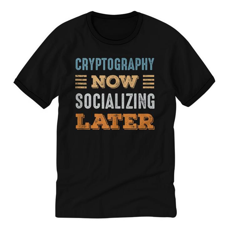 Cryptography Now Minimal Socializing Introvert Vintage Unisex Cotton Ringer T-Shirt