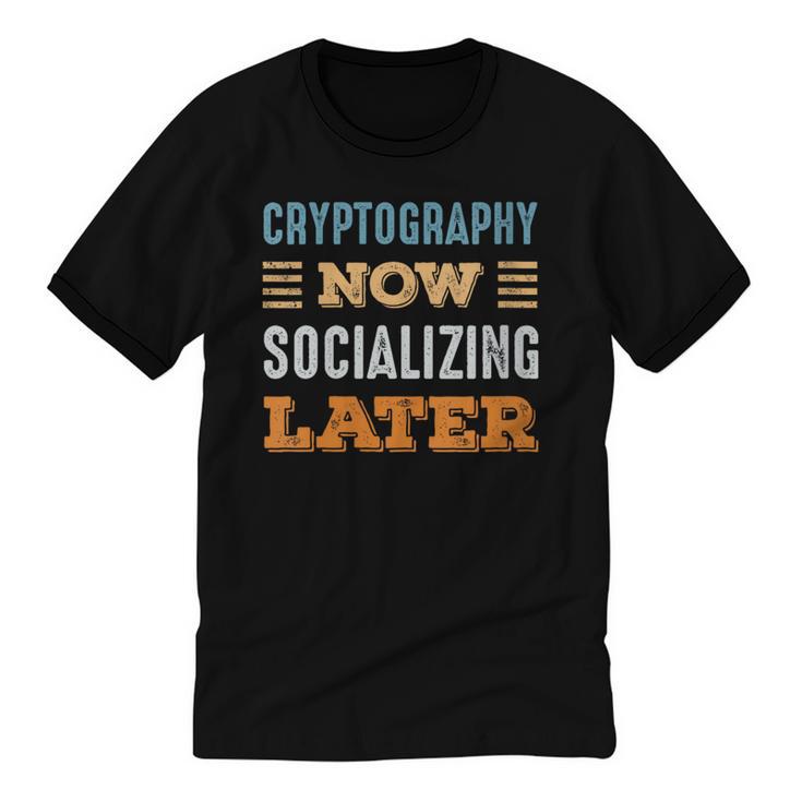 Cryptography Now Minimal Socializing Introvert Vintage Unisex Cotton Ringer T-Shirt